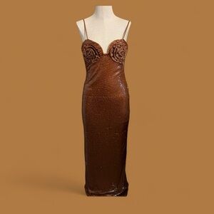 Elegant Brown Sequin Dress